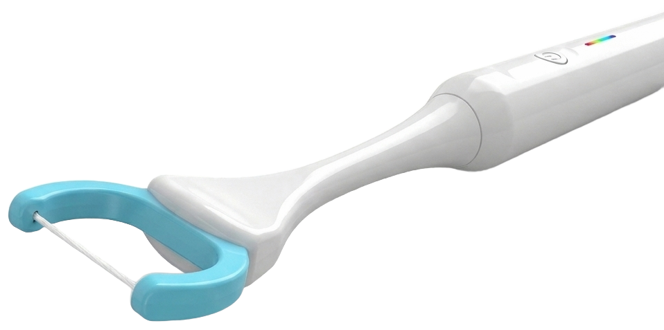 Essoon Electric Flosser with the blue floss head